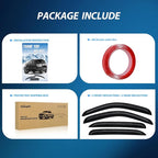Tape-On Rain Guards for Chevy Silverado 1500 Crew Cab 2007 2008 2009 2010 2011 2012 2013, Window Visors Vent Wind Deflectors-4PCS
