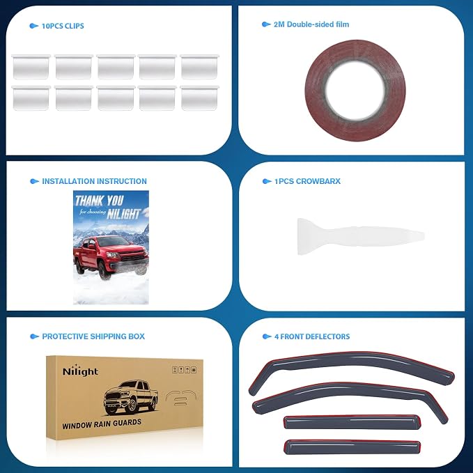 in-Channel Rain Guards for Toyota RAV4 2019 2020 2021 2022 2023 2024 2025, Light Smoky Blue Side Window Visor Deflectors Vent Shades, Rain Protection & Wind Noise Reduction, 4PCS