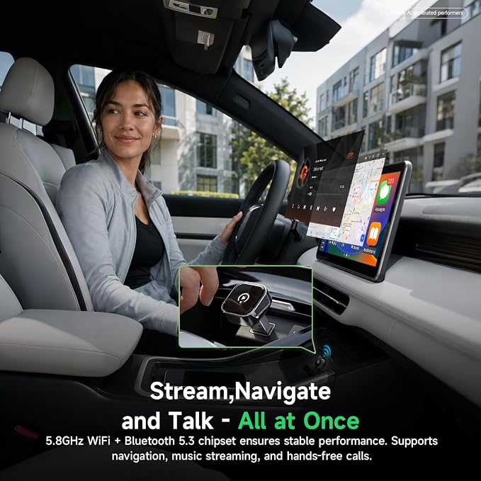 Wireless CarPlay Adapter for iPhone, Auto Connect Smartphone to Car, Plug & Play Dongle for Daily Commuters, 2026 Upgrade Converts Wired to Wireless, No Delay for Navigation & Music