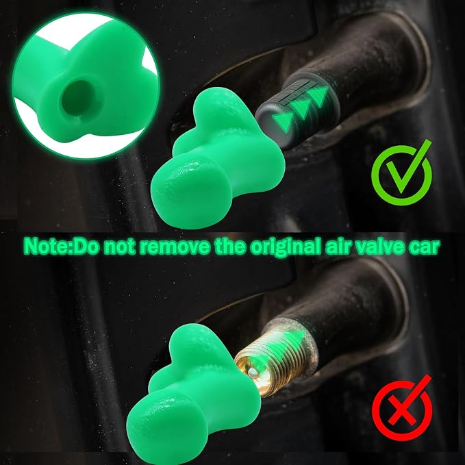 Prank Valve Stem Covers Creative Pencil Tire Valve Stem Caps Funny Glow in The Dark Universal Car Luminous Tire Stem Kit Dust Proof Covers Suitable for Cars,Bike,Trucks,Motor(Black 4pcs)