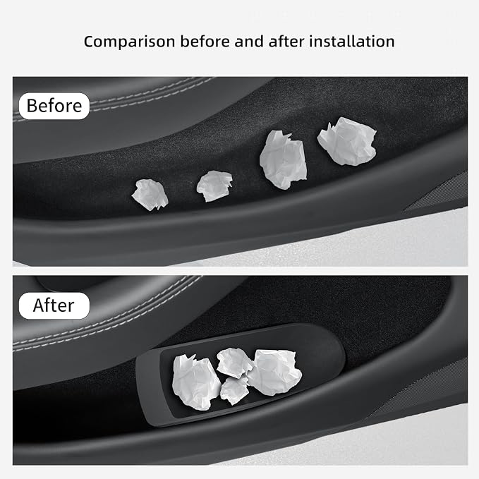 2PCS Front Door Side Pocket Box for Tesla Model Y Juniper 2025+ | 2026 Juniper Accessories, Standard/Premium/Performance, Front Door Storage Oragnizer, TPE, Black