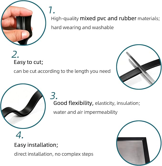 Rubber Edge Trim Black, U Channel PVC Plastic, Metal Sharp Edge Protector Fit for 0.09", Length 5 Feet (1.5 Meter)