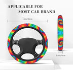 Spiral Rainbow Tie Dye Auto Car Steering Wheel Cover Universal 15 Inch Neoprene Interior Decor Protection Accessories