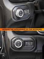 Climate Control Panel Knob Trim Kit & Light Control Switch Cover, Air Conditioner Knob Aluminum Alloy Ring for 2018-2024 Jeep Wrangler JL JLU & Gladiator JT, Interior Accessories, Silver
