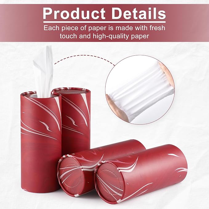 Car Tissue Holder, 4 Pack Car Cup Holder Facial Tissues with Travel Tissue Bag, Quick and Convenient Flower Combination Car Tissue Box(4 Canisters/200 Tissues) Red