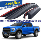 Goodyear Shatterproof Window Deflectors for Ford F150 Raptor 2017-2026 SuperCrew, Tape-on Rain Guards, Window Visors,Vent Deflector Visor, Car Accessories,4 pcs. - GY008519