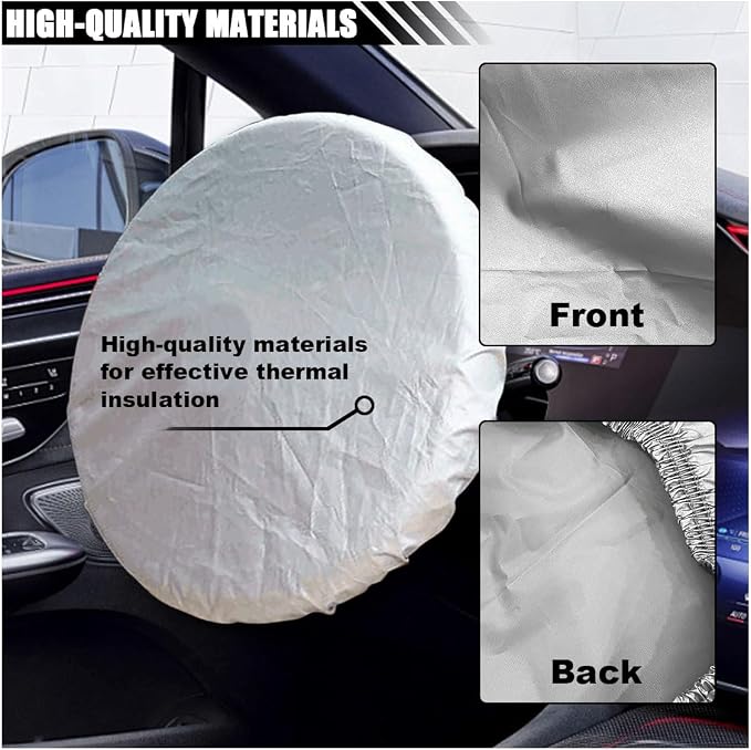 Car Steering Wheel Cover Sun Shade, Anti-Heat Car Wheel Protector | Universal 18 Inch Auto Steering Wheel Sun Block Cover, Steering Wheel Shield Accessories for Most Car Truck SUV, Silver