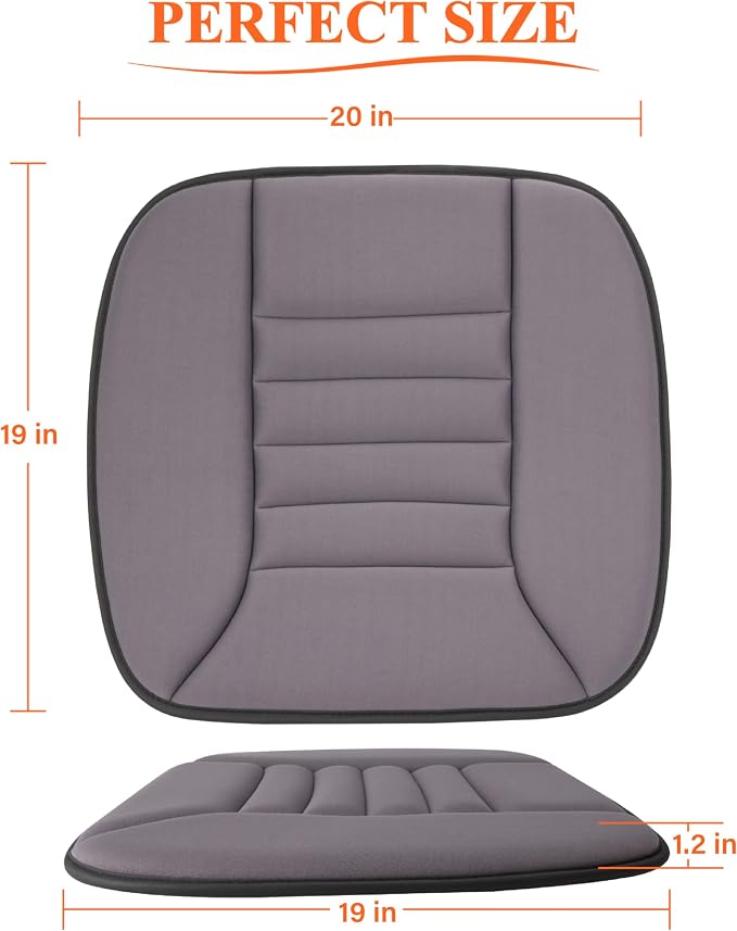 Car Seat Cushion with 1.2inch Comfort Memory Foam, Seat Cushion for Car and Office Chair (Dark Grey)