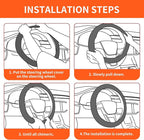 Car Steering Wheel Cover Full Surround - Soft Breathable Anti-Slip Heavyweight Safety Cover, Thick Cushioned Sports Style Universal Fit for Auto Truck SUV (Black/Orange)