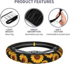 Sunflower Steering Wheel Cover Universal 14.5-15 Inch Non-Slip Sunflower Car Accessories
