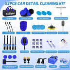 52PCS Car Detailing Kit Auto Cleaning Tools Wash Set with Storage Carry Bag Home Use for Interior Exterior Deep Clean Polish Car Care Windshield Dashboard Seat Air Vents Wheels Tires, Blue