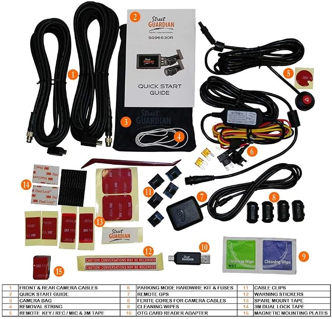SG9663DR Remote Mounted Dash Camera Full HD 1080P Recording with GPS, Hardwire Kit and CPL Filter
