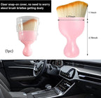 Car Detailing Brush, Curved Soft Bristles Auto Removal Dust Collectors, Universal Vehicle Dashboard, Air Conditioner Vents etc Interior Cleaning Tool Accessories (Pink)
