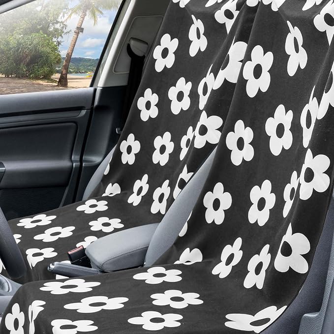 Car Seat Towel Covers with Storage Bag, 63 x 32 Inch Universal Non Slip Waterproof Sweat Protector for Car Truck, Gym Swimming Running, Machine Washable(2 Pack,Florid Declamation)
