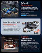Front Rear - 4K STARVIS Sensor Dashcam,Free 64GB Card, Built-in 5G WiFi/GPS, Dual Dash Camera for Cars with 3" IPS Screen,HDR/WDR Night Vision, App Control, 24H Parking Mode