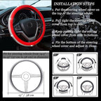 New Diamond Leather Steering Wheel Cover with Bling Bling Crystal Rhinestones, Universal Fit 15 Inch Car Wheel Protector for Women Girls Red