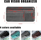 Yourkar Car Sun Visor Organizer, Soft Leather Surface Eyeglasses Note Card Holder Car Storage Bag, Scratch-Resistant Waterproof Auto Sunshade Organizer Bag, Car Accessories (Gray)