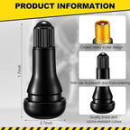 100 Pieces TR413 Valve Stems Tubeless Bulk Rubber Snap-in Valve Stems for 0.453 Inch Rim Holes, Black Standard Length Replacement Tool for Car Tubeless Replacement