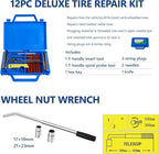 5 Piece Car Truck Floor Jack Service, Hydraulic Trolley Floor Jack & Jack Stands & Tire Repair Kit & L-Wrench for Garage, Automotive Shop, DIY, Lift Range 3.3"-15.2", 2 Ton/4000 LBS Capacity