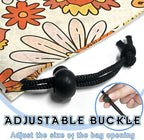 Car Trash Bag Hanging Back of Seat Waterproof Small Cute Printed One-Handed Strap Drawstring Garbage Bags for Car-Colorful Flower