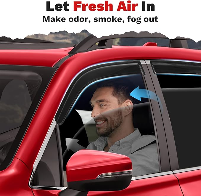Forester Rain Guards - Window Visors for Subaru Forester 2019-2024, Outside-Mount Tape-On Side Window Wind Deflectors for Forester Accessories, Vent Visors Shades Rainproof Black 4PCS