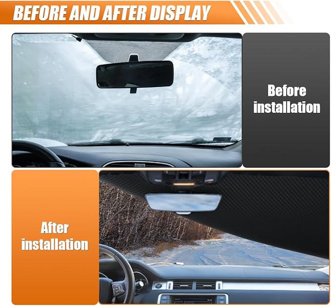 Magnetic Car Windshield Snow Cover, Windproof Car Sunshade with Elastic Strap & Hook, Automotive Windscreen Frost Cover, Winter Vehicle Side Window&Mirror Protector Accessories (Green Eage)