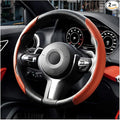 2PCS/Set Car Steering Wheel Cover, Leather Segmented Anti-Slip Automotive Wheel Protector, Soft Breathable Vehicle Steering Protection Covers, Universal Interior Accessories (Orange)