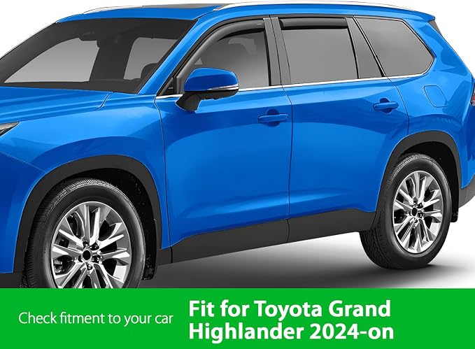 Goodyear Shatterproof in-Channel Window Deflectors for Toyota Grand Highlander 2024-2026, Rain Guards, Window Visors for Cars, Vent Deflector, Car Accessories, 4 pcs - GY008424