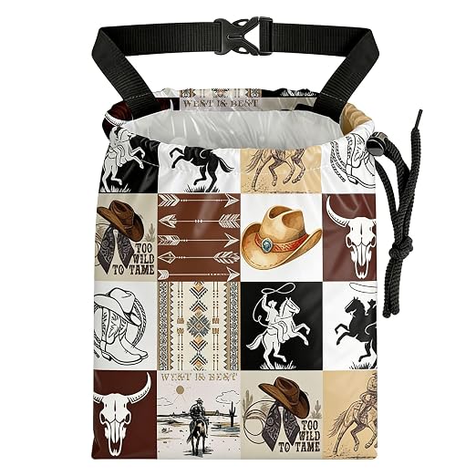 Western Cowboy Car Trash Bag - Waterproof Car Trash Bag Hanging Leakproof Car Garbage Bag - Washable Reusable Trash Bag for Car Interior Hanging Organizer Storage Vehicle Travelling Camping