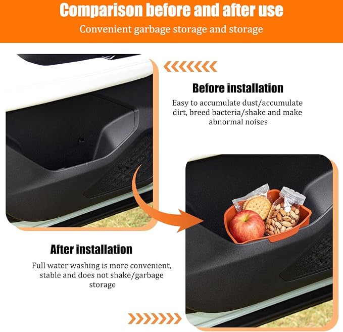 Car Trash Can, Silicone Portable Vehicle Side Door Garbage Container Trash Bin, Multifunctional Auto Interior Dustbin Garbage Can Storage Organizer, Universal Fit (Left/Orange)