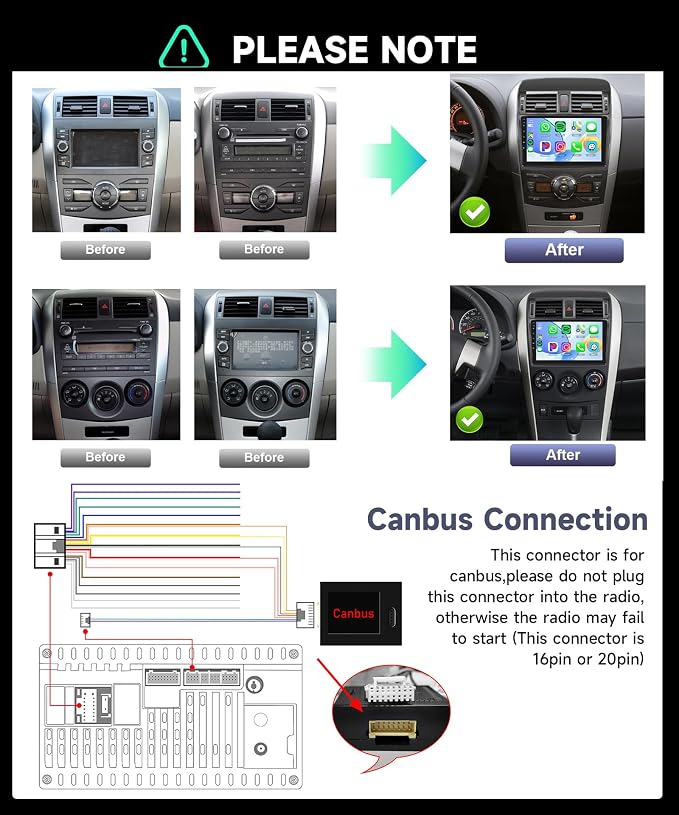 8 Core 6G+128G for Toyota Corolla 2009-2013 Android Car Stereo Carplay Android Auto, 9 Inch for Corolla Radio GPS 4G-WiFi Bluetooth 5.0 FM/RDS DSP-36 Mirror Link Backup Camera