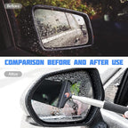 Car Rearview Mirror Wiper, American Flag Telescopic Auto Mirror Squeegee Cleaner, Glass Mist Cleaning Tool with Retractable 98cm Handle, Portable Car Windows Water Removal (Black/Red Flag)