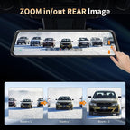 2.5K Mirror Dash Cam with Carplay Mirror & Android Auto, Dash Cam Front and Rear with Zoom Function,12 inches Rear View Mirror Camera with Voice Control/BT Call/64GB Card Included- K17 Pro