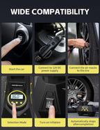 Tire Inflator Portable Air Compressor, Air Pump for Car Tires, 9.84Ft Cord-12V DC-Powered Auto Pump with Digital Pressure Gauge, LED Light-Car Accessories for Car, Motorcycles, Bicycle, Ball, Balloons