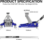 Floor Jack,Heavy Duty Hydraulic Floor Jack, Low Profile Aluminum and Steel Racing Floor Jacks w/2 Piston Quick Lift Pump, Lifting 3.5"-14" 1.5 Ton(3,000 lb) Capacity Blue