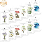 12 Pack Assorted Floral Scented Sachets - Lavender, Rose, Jasmine, Ocean, Gardenia & Lily | Drawer, Closet & Car Air Freshener Bags | Multi-Scent Home Fragrance Gift Set