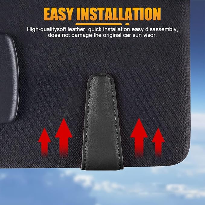 Sunglasses Holders for Car Sun Visor, Leather Eyeglasses Hanger Mounter, Magnetic Glasses Holder and Ticket Card Clip, Auto Interior Accessories Universal for SUV Pickup Truck