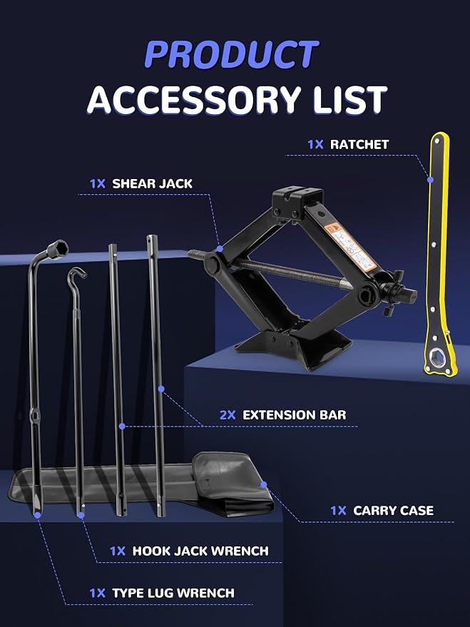 Spare Tire Jack Kit Compatible with 2004-2018 F150, Scissor Jack 2.5 Ton Heavy Duty Lifting Jack & Spare Tire Lug Wrench Tool Kit Replacement Tire Repair Tool