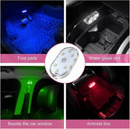 2 PCS Wireless Led Lights for Car Interior, 7 Colors Magnetic Auto Ambient Light with 6 Bright LED Lamp Beads, USB Rechargeable Vehicle Led Night Light, Car Accessories (Colorful)