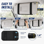 MOLLE Car Sun Visor Organizer with Semi-Rigid Panel, Zipper Storage Pouch & Glasses Holder, Adjustable Straps for Police Gear, Overland Accessories, Fits Trucks, SUVs, Jeeps,Pickups