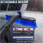 31.5" Detachable Snow Brush and Ice Scraper for Car Windshield, 2-in-1 Winter Snow Removal Tool with Extendable, 360° Rotating Soft Bristle Brush Head and Foam Grip for Most Vehicles (2PCS&Blue)