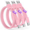 Car CarPlay Cable for iPhone 17, 16, 15 USB C Charger Cord, 3-Pack 3FT USB A to USB C Charging Cable for Apple iPhone 17/17 Pro/Air/16e/16/15 Pro Max/Plus Cord, for iPad Pro/Air,Pink