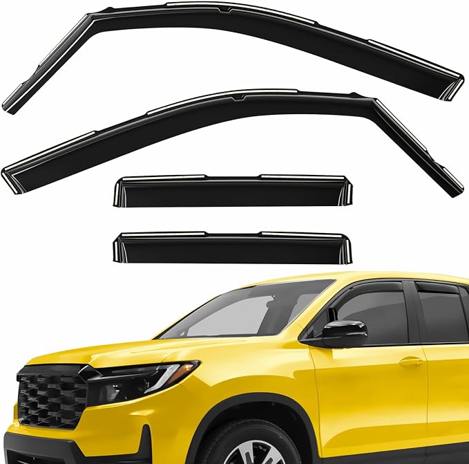 Extra Durable Window Deflectors in-Channel Window Visors Rain Guards Fit for Honda Ridgeline 2017-2026, Sun Visors, Wind Vent for Shades, Exterior Car Accessories - 4 pcs. AG0856