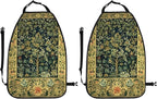 William Morris Greenery Forest Tree Floral Animals Blue Green Car Seat Back Kick Protectors Kick Mats With Storage Pockets For Vehicles To Protect From Dirt Mud Scratches 2 Pack