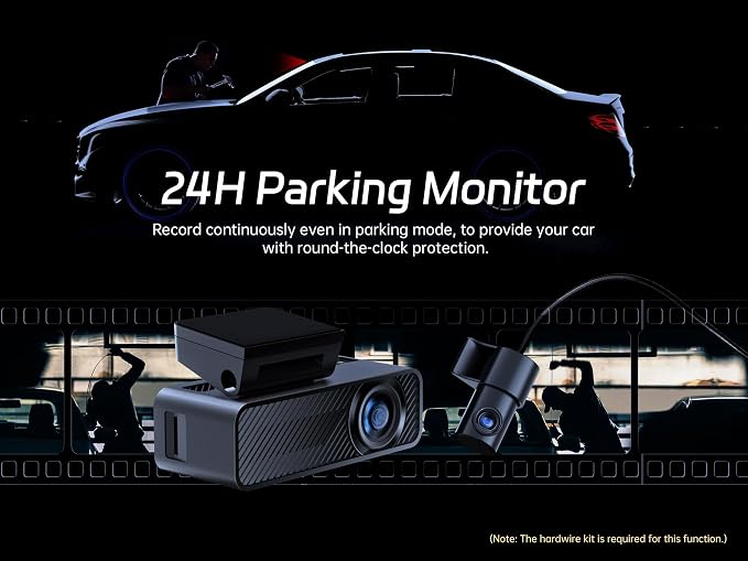 P1 Duo 4K Dash Cam Front and Rear, 64GB SD Card, 4K+1080P Dual Dash Camera for Cars, Wi-Fi & App Control, 1.5’ IPS Display Car Camera, Voice Control, Night Vision, 24H Parking Mode, G-Sensor