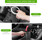 Car Trash Can Bin with Lid, Cup Holder Garbage Container Leakproof Vehicle Door Trash Bin, Mini Portable Dustbin Multipurpose Organizer for Auto Side Door Home Office (Black)