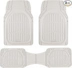 FlexTough LITE Rubber Car Mats Full Set - All Weather White Floor Mats for Trucks, Cars & SUVs - Automotive White Car Floor Mats for Cars Interior Accessories Universal Trim-to-Fit