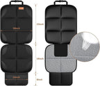 Car Seat Protector [1 Pack] Large Auto Protector for Child Seats with Thickest Padding and Non-Slip Backing Mesh Pockets for SUV, Sedan, Truck, Leather and Fabric - Black