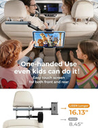 for iPad Holder Car Tablet Mount, Road Trip Essentials Toddler Kids Travel Gifts, Car Accessories for Women Interior Organizer Mens Truck 3in1 Tablet Holder for Car Camping Back Seat Headrest