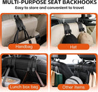 Car Seat Headrest Hooks for Purses and Bags, 4-Pack Heavy Duty Car Seat Hooks with Anti-Slip Pad, Universal Car Backseat Organizer Hanger Accessories for Grocery Bags (Black)
